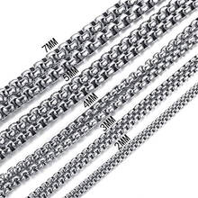 2-7mm 7-40Inch Fashion Square Rolo Stainless Steel Link Chain Necklace Round Box Bracelet Mens Womens Jewellery Wholesale Gift 2024 - buy cheap