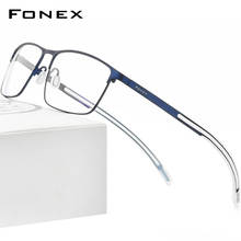 FONEX Pure Titanium Eyeglass Frame Men Square Myopia Optical Prescription Glasses 2020 New High Quality Silicone Eyewear 8521 2024 - buy cheap