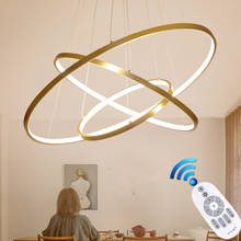 Современная Подвесная лампа 40 60 80 100 см, светодиодсветодиодный кольца, подвесные светильники, дизайнерские креативные светодиодный ные подвесные светильники для гостиной, столовой, фойе 2024 - купить недорого