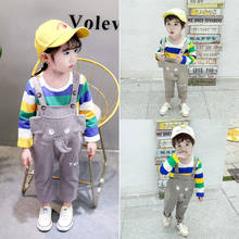 Spring Autumn Children Baby Boys Clothing Sets rainbow T Shirt cartoon overalls Pants 2pcs Infant Clothes Suit Toddler Costume 2024 - buy cheap
