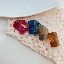 Anillos irregulares geométricos de resina acrílica transparente para mujeres y niñas, joyería de boda para fiesta, regalos, novedad de 2021, 1 unidad 2024 - compra barato