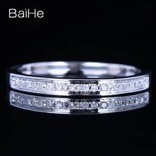 Baihe sólido 14k ouro branco diamantes naturais anel senhora presente dos homens na moda casamento banda fina jóias anel de combinação anillo ringa 2024 - compre barato