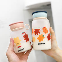 Botella de agua esmerilada creativa de dibujos animados de cereza, vaso de agua de plástico transparente con cuerda portátil, taza de té de viaje 2024 - compra barato