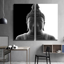 Decoracion para parede moderno lar, arte de parede, cabeça de buda, poster de tela, preto, branco, imagens para sala de estar, posteres, imagens impressas, sem moldura 2024 - compre barato