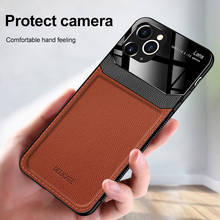 Caso de telefone de couro de luxo para iphone 11 pro se xs max xr xs x 8 7 6s 6 plus ultra-fino pele plexiglass câmera capa de proteção 2024 - compre barato
