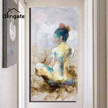 Abstracto nu mulher impressão traseira lona cartaz nórdico retrato arte da parede uma peça pintura em casa sala de estar decoração 2024 - compre barato