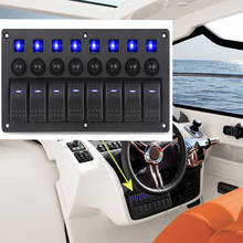 Boat Car Marine Rocker Switch Panel 8 Gang & Circuit Breaker Overload Protection Waterproof LED Switch Panel DC12/24V ON-OF New 2024 - buy cheap