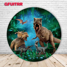 GFUITRR Dinosaur Photography Backdrop Kids 1st Birthday Baby Shower Jungle Photo Background Green Circle Vinyl Photo Booth Props 2024 - buy cheap