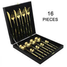 16Pcs Cutlery Set 304 Stainless Steel Dinnerware Knife Fork Spoon Flatware Mirror Silverware Set Tableware With Black Gife Box 2024 - buy cheap