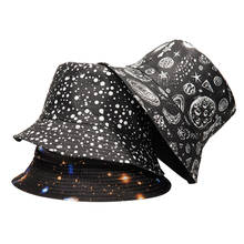 2021Vintage Moon Star Print Cotton Bucket Hat Men Women Black Fisherman Hat Outdoor Travel Hat Sun Cap Hats Female 2024 - buy cheap