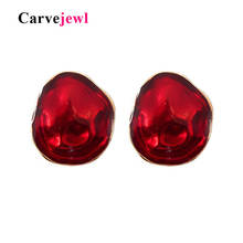Carvejewl hand painted big transparent enamel stud earrings for women jewelry Dark red green simple irregular geometric earring 2024 - buy cheap