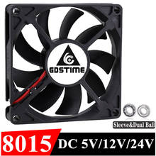 Gdstime 1 Piece DC 12V 24V 80mm x 15mm Dual Ball Bearing PC Case DC Cooling Fan 80x80x15mm 8cm 8015 Mute Radiator Cooler 2 Pin 2024 - buy cheap
