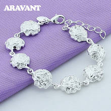 New Arrival 925 Silver Rose Flowers Charm Bracelets Chain For Women Girls Fashion Jewelry Gifts 2024 - buy cheap