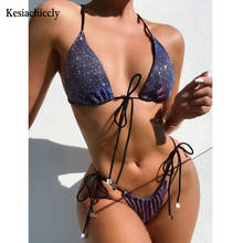 Kesiachiccly New Sexy Bikini set 2021 Sparkly Bikini Women Swimwear Female Swimsuit Two-pieces Bather Bathing Suit Swim Wear 2024 - buy cheap