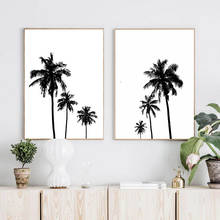 Pintura en lienzo de paisaje Tropical nórdico, carteles e impresiones de palmeras blancas y negras, imágenes artísticas de pared para decoración del hogar y sala de estar 2024 - compra barato