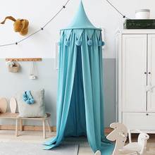 Nordic Kid Baby Bed Canopy Round Pompom Dome Hanging Mosquito Net Play Tent Hanging Bedroom Decor Pompom Decor 2024 - buy cheap