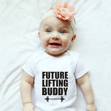 Future Lifting Buddy Printed Funny Newborn Baby Bodysuit White Short Sleeve Rompers Jumpsuit Body Baby Boy Girls Onesie Clothes 2024 - buy cheap