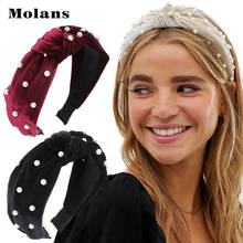 Molans-tiara com nó., acessórios femininos de pérola de 1cm, faixa de cabelo com nó na frente. 2024 - compre barato