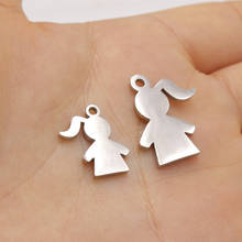 50pc 4style  Stainless Steel Mirror Polished Cute Boy/Girl Charm Stamping Pendant for DIY Necklace Handmade Craft Wholesale 2024 - buy cheap