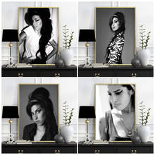 Preto e branco amy winehouse cantor de música estrela posters arte da parede decoração fotos moderno quarto decoração da casa pintura da lona 2024 - compre barato