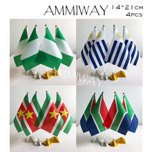 Ammiway 14x21cm 4 pces nigéria uruguai tabela bandeiras suriname áfrica do sul país nacional mesa bandeira com base de plástico suporte 2024 - compre barato