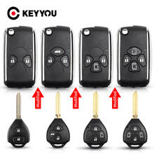 Keyyou carcaça de chave remota para toyota avalon, 10 peças, compatível com os modelos corolla venza 2007-2012, revestimento modificado de chave com 2/3/4 botões, fob toy43 2024 - compre barato