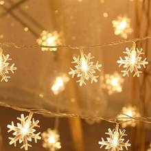 Luzes da corda do floco de neve do diodo emissor de luz fadas da neve guirlandas decoração para a árvore de natal ano novo sala dia dos namorados 2024 - compre barato
