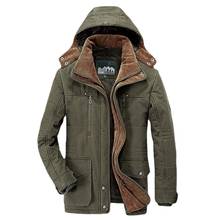 Мужская зимняя теплая парка, пуховые куртки и пальто, высококачественные мужские длинные пальто, повседневные куртки с капюшоном, мужские зимние пальто размера 6XL 2024 - купить недорого