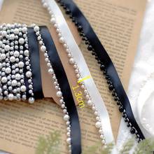 Beaded Lace Trim Accessories Pearl Collar Lace Black And White Clothing Clothes Shoes Hat Decoration Handmade DIY 2024 - buy cheap