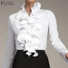 ZANZEA informal-Blusa de manga larga con volantes para mujer, camisa elegante de oficina, color blanco, para primavera 2024 - compra barato