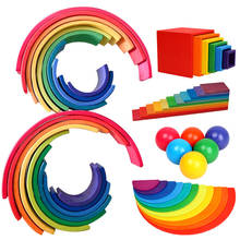Large Rainbow Stacker Blocks DIY Blocks Game Wooden Toys Kids Creative Rainbow Building Blocks Educational Toy Children Gifts 2024 - buy cheap