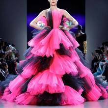 Dramatic Lush Prom Maxi Dress Hot Pink Robe de soiree Strapless Ball Gown Chic Pageant Evening Formal Dress Mixed Color 2024 - buy cheap
