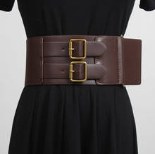 Moda passarela feminina couro pu vestido vintage cinta cintura cintura decoração cinto largo r3450 2024 - compre barato