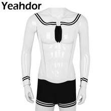 3Pcs Mens Sailor Cosplay Costume Underwear Set Elastic Suspenders Boxer Briefs with Collar Cuffs Halloween Rave Role Play Outfit 2024 - buy cheap