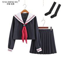 4pcs Anime School Uniform Cosplay Costume Japanese Korea Schoolgirl Navy Sailor JK Uniform Student Top+Pleated Skirt+Tie Sets 2024 - buy cheap