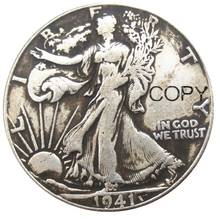 Moneda de copia chapada en plata, PSD, Walking Liberty, medio dólar, EE. UU., 1941 2024 - compra barato
