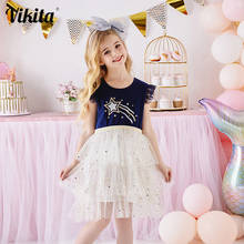 VIKITA/кружевное многослойное платье для девочек; Сетчатое платье принцессы для дня рождения; Платье с расклешенными рукавами для девочек; Детское летнее платье; Vestidos 2024 - купить недорого