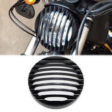 Grade para cobertura de farol de alumínio, 5 3/4 ''preta para harley 3/4-2004 sportster xl883 xl1200 iron 2014 protetor de lâmpada de farol 2024 - compre barato