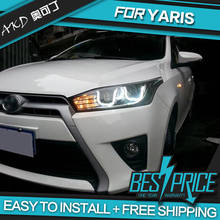 AKD-faros delanteros de coches de diseño para Toyota Yaris 2013, luces LED de circulación, bi-xenón, faros de niebla tipo ojos de Ángel, niveles automáticos 2024 - compra barato
