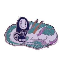 Spirited Aways No Face Man White Dragon Hard Enamel Pin Cartoon Animals Brooch Anime Badge Unique Gift 2024 - buy cheap