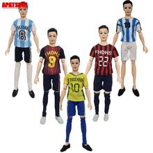 Conjuntos de roupas para futebol, camiseta e calças curtas, roupas para boneca ken, roupas para barbie boyfriend ken boy, bonecas masculinas 2024 - compre barato