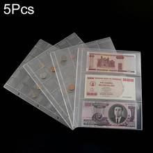 5Pcs 3 Pockets Pages Paper Money Album Stamps Banknote Storage Protection Slot 2024 - buy cheap