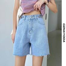 Genayooa Denim Biker Shorts Feminino 2021 Summer Korean Style High Waisted Denim Shorts Jeans  Streetwear Blue Short Femme 2024 - buy cheap