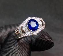 Fine Jewelry Anel de Safira Natural 1.09ct Unheat Safira Azul Royal Gemstone Pure 18 K Jóias de Ouro Para As Mulheres Anéis de Diamantes 2024 - compre barato