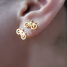Small Bike Earrings Gold Color Brincos 2020 Fashion Jewelry Stainless Steel Mini Bicycle Stud Earrings For Women Acessorios 2024 - buy cheap