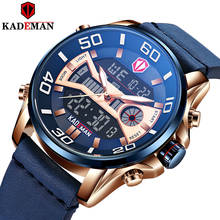 KADEMAN-reloj analógico con pantalla LCD para hombre, pulsera de cuarzo resistente al agua, de cuero, estilo militar y deportivo 2024 - compra barato