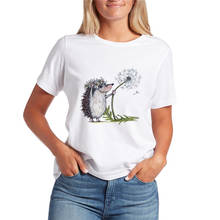 Camiseta com dandelion feminina, camiseta casual de manga curta para mulheres 2024 - compre barato