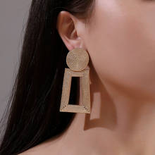 Big Earrings Hollow Geometric Trapezoidal Stud Earrings For Women Metal Earing Jewelry Temperamental Gold Silver Color Earring 2024 - buy cheap