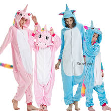 Boys Girls Kigurumi Pajama Sets Panda Unicorn Pajamas For Women Pijimas Onesie Adults Animal Sleepwear Winter Warm Pyjamas Kids 2024 - buy cheap