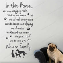 Regra da família citações adesivo de parede nesta casa regras cão decoração da parede adesivos de parede vinlio parede mural wu336 2024 - compre barato